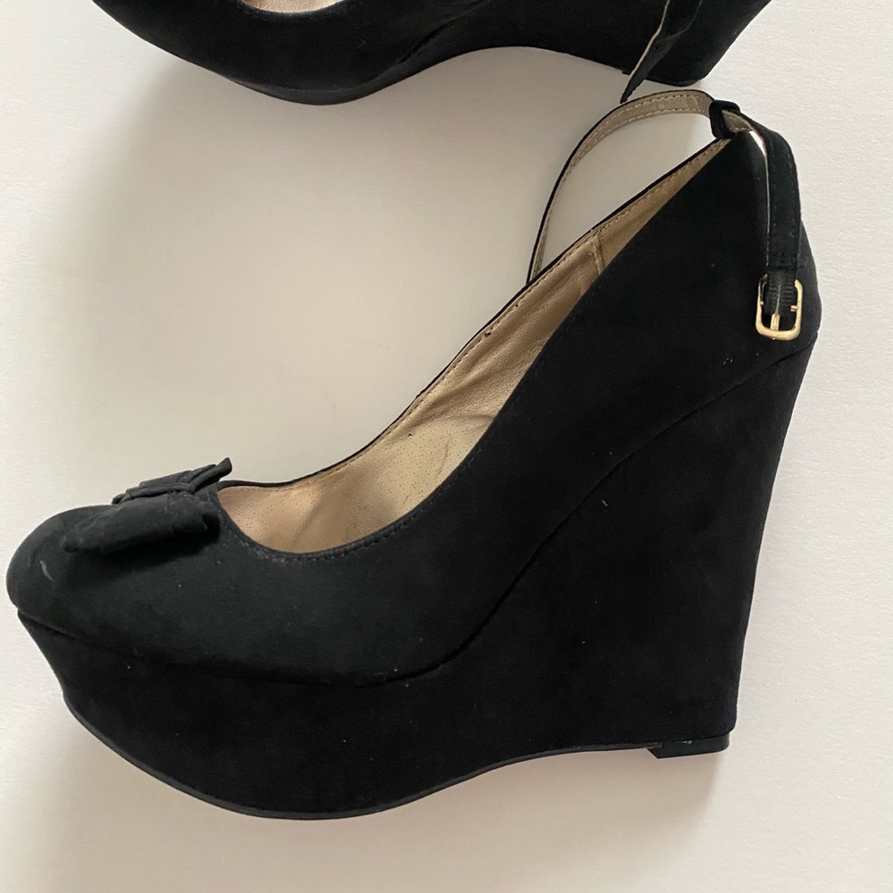 Black Suede Wedges